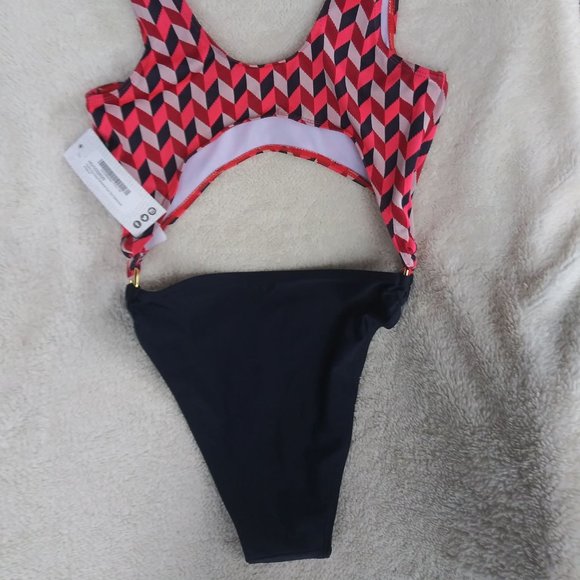 NWT- Perth Zig Zag Extreme Cut Out Swimsuit - Picture 6 of 8